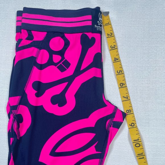 Psycho Bunny Pink Navy Print Capri Leggings XS - Picture 7 of 9